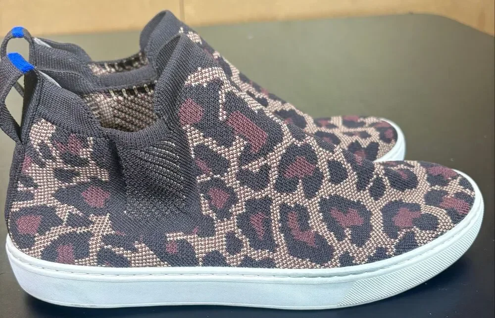 Rothy’s Chelsea Wildcat Cheetah Animal Print High Top Sneakers size 9.5